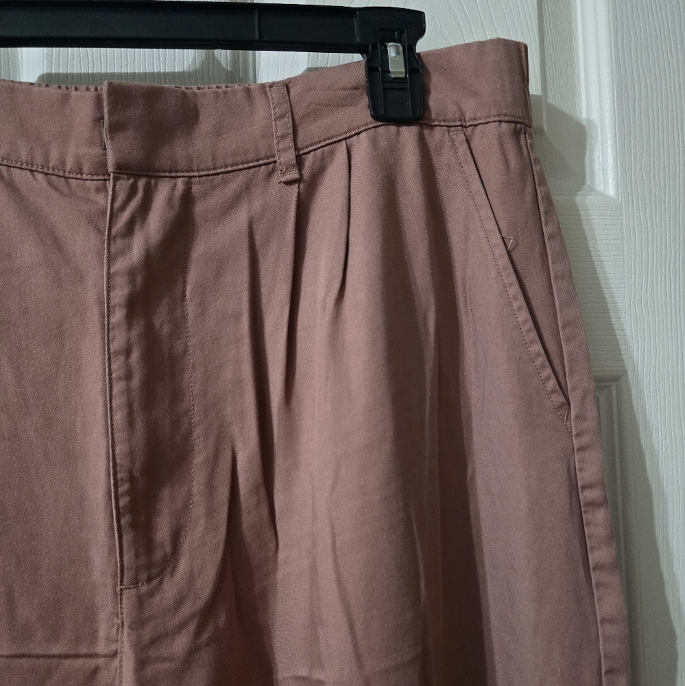 Abercrombie & Fitch Tailored Wide Leg Blush Pink Trousers, High Waist, Baggy Fit - Picture 7 of 12